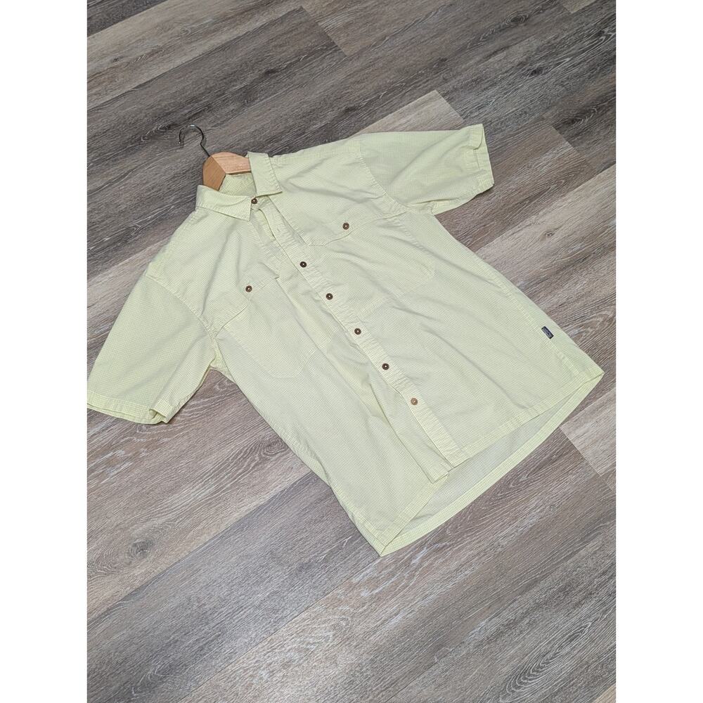 Patagonia Mens Shirt Medium Green Check Hemp Organic Cotton Casual Camp Hiker M